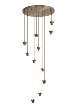 Zenth Antique Brass 11 Light E27 3.5m Round Multiple Pendant (FRAME ONLY)