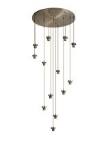 Zenth Antique Brass 13 Light E27 4m Round Multiple Pendant (FRAME ONLY)