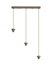Zenth Antique Brass 3 Light E27 2m Linear Multiple Pendant (FRAME ONLY)