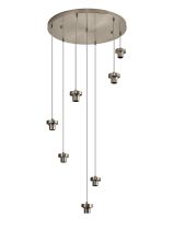 Zenth Satin Nickel 7 Light E27 3m Round Multiple Pendant (FRAME ONLY)