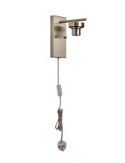 Zenth Satin Nickel 1 Light E27 Switched Wall Light With Plug (FRAME ONLY)