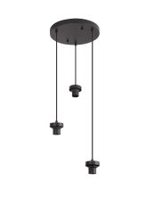 Zenth 32cm Satin Black 3 Light E27 2m Round Multiple Pendant (FRAME ONLY)