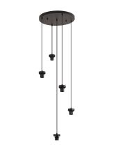 Zenth 45cm Satin Black 5 Light E27 2.5m Round Multiple Pendant (FRAME ONLY)