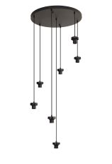 Zenth Satin Black 7 Light E27 3m Round Multiple Pendant (FRAME ONLY)