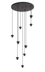 Zenth 70cm Satin Black 9 Light E27 3m Round Multiple Pendant (FRAME ONLY)