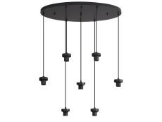 Zenth Satin Black 7 Light E27 2m Oval Multiple Pendant (FRAME ONLY)