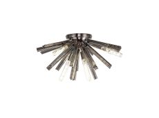 Menoonda 58.5cm 6 Light E14, Semi Flush Polished Nickel / Smoke Glass