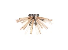 Menoonda 58.5cm 6 Light E14, Semi Flush Polished Nickel / Champagne Gold Glass