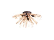 Menoonda 58.5cm 6 Light E14, Semi Flush Brown Oxide / Champagne Gold Glass