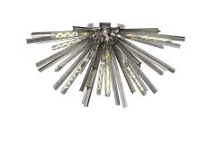 Menoonda 89cm 8 Light E27, Semi Flush Polished Nickel / Smoke Glass