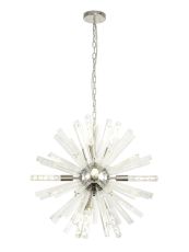 Menoonda 10 Light E14, Round Pendant Polished Nickel / Clear Glass