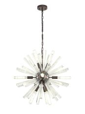 Menoonda 10 Light E14, Round Pendant Brown Oxide / Clear Glass