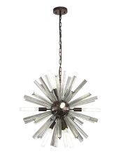 Menoonda 60cm 10 Light E14, Round Pendant Brown Oxide / Smoke Glass