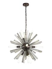 Menoonda 10 Light E14, Round Pendant Brown Oxide / Smoke Glass