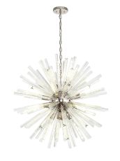 Menoonda 90cm 16 Light E27, Round Pendant Polished Nickel / Clear Glass Item Weight: 15kg