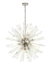 Menoonda 16 Light E27, Round Pendant Polished Nickel / Clear Glass  Item Weight: 15kg