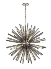 Menoonda 16 Light E27, Round Pendant Polished Nickel / Smoke Glass  Item Weight: 15kg