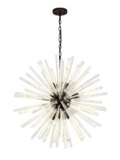 Menoonda 16 Light E27, Round Pendant Brown Oxide / Clear Glass  Item Weight: 15kg