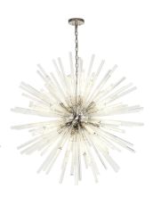Menoonda 120cm 32 Light E27, Round Pendant Polished Nickel / Clear Glass, Item Weight: 30kg