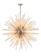 Menoonda 120cm 32 Light E27, Round Pendant Polished Nickel / Champagne Glass, Item Weight: 30kg