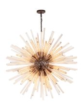 Menoonda 120cm 32 Light E27, Round Pendant Brown Oxide / Champagne Glass, Item Weight: 30kg