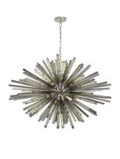 Menoonda 120cm 32 Light E27, Oval Pendant Polished Nickel / Smoke Glass, Item Weight: 25kg