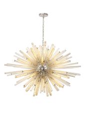 Menoonda 120cm 32 Light E27, Oval Pendant Polished Nickel / Champagne Glass, Item Weight: 25kg
