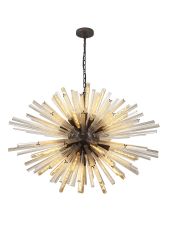 Menoonda 120cm 32 Light E27, Oval Pendant Brown Oxide / Champagne Glass, Item Weight: 25kg