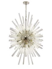 Menoonda 32 Light E27, Vertical Oval Pendant Polished Nickel / Clear Glass, Item Weight: 22kg
