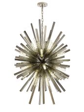 Menoonda 75cm 32 Light E27, Vertical Oval Pendant Polished Nickel / Smoke Glass, Item Weight: 22kg