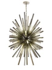 Menoonda 32 Light E27, Vertical Oval Pendant Polished Nickel / Smoke Glass, Item Weight: 22kg