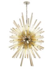 Menoonda 75cm 32 Light E27, Vertical Oval Pendant Polished Nickel / Champagne Glass, Item Weight: 22kg