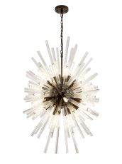 Menoonda 75cm 32 Light E27, Vertical Oval Pendant Brown Oxide / Clear Glass, Item Weight: 22kg