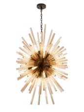 Menoonda 75cm 32 Light E27, Vertical Oval Pendant Brown Oxide / Champagne Glass, Item Weight: 22kg
