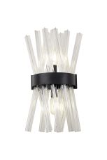 Menoonda 2 Light E14, Wall Light E14, Matt Black / Clear Glass