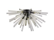 Menoonda 89cm 8 Light E27, Semi Flush Matt Black / Clear Glass