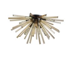 Menoonda 89cm 8 Light E27, Semi Flush Matt Black / Champagne Gold Glass