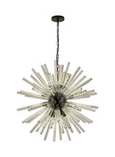 Menoonda 90cm 16 Light E27, Round Pendant Matt Black / Clear Glass Item Weight: 15kg