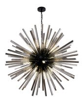 Menoonda 120cm 32 Light E27, Round Pendant Matt Black / Smoke Glass, Item Weight: 30kg
