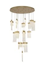 Metricsilo 86cm Pendant Round 5m, 21 x 4.5W LED, 3000K, 3360lm, Painted Brushed Gold, 3yrs Warranty Item Weight: 34.2kg
