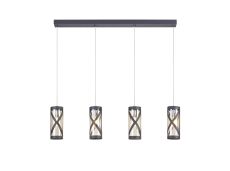 Minibar 4 Light Bar Linear Pendant E14, Matt Grey/Polished Chrome/Cognac
