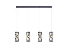 Minibar 4 Light Bar Linear Pendant E14, Matt Grey/Polished Chrome/Cognac