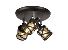 Minibar 3 Light Round Spotlight E14, Oiled Bronze/Polished Chrome/Amber