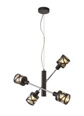 Minibar 4 Light Adjustable Pendant E14, Oiled Bronze/Polished Chrome/Amber