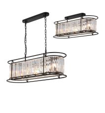Munito Oval Pendant/Semi Ceiling, 7 x E14, Satin Black / Clear