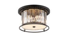 Munito 50cm Flush Ceiling Light, 4 x E27, Satin Black / Clear
