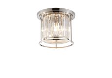 Munito 36cm Flush Ceiling Light, 3 x E27, Polished Nickel / Clear
