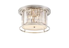Munito 50cm Flush Ceiling Light, 4 x E27, Polished Nickel / Clear