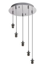 Acacia 30cm Polished Chrome 5 Light G9 2m Round Multiple Pendant (FRAME ONLY), Suitable For A Vast Selection Of Glass Shades