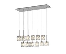 Acacia 12 Light G9 2m Linear Pendant Polished Chrome / Clear Crystal Shade